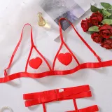 Women hollow Backless Bikini Heart Print Sexy Lingerie Set