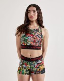Women Printed Yoga Tank Shorts Two Piece Set