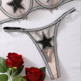 Women Sexy Five-Pointed Star Bra Mesh See-Through Sexy Lingerie