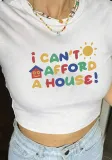 Women summer Letter printed sexy Crop short-sleeved T-shirt