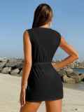 Beach Holiday Sexy See-Through Mesh Lace-Up Sunscreen Cover-Up