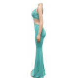Sexy Knitted Strap Solid Color Dress for Women