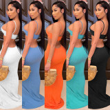 Sexy Knitted Strap Solid Color Dress for Women