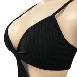 Sexy Knitted Strap Solid Color Dress for Women