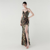 Sequined Low Back Fishtail Evening Dress for Formal Parties
