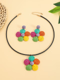 Bohemian Earrings Candy Color Women’s Earrings Raffia Braided Flower Necklace