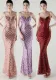 Deep V Strap Slim Fishtail Formal Party Evening Dress