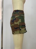 Casual Zipper Camouflage Pocket Shorts for Women