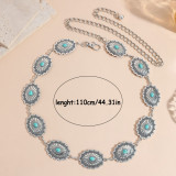 Bohemian Silver Heart Print Belt for Women Metal Accessory