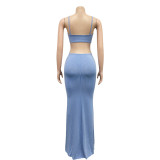 Sexy Knitted Strap Solid Color Dress for Women