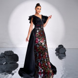 Women's Luxury Sleeveless V-Neck Slim Sequin Formal Fishtail Evening Dress