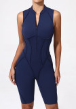 Spring Summer Hollow Sleeveless Zipper Yoga Sports and Fitness Jumpsuit