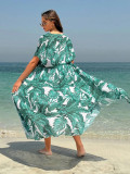 Short-Sleeved Lace-Up Sunscreen Shirt Beach Cover-Up (Without Swimsuit)