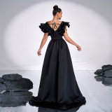 Women's Luxury Sleeveless V-Neck Slim Sequin Formal Fishtail Evening Dress