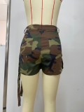 Casual Zipper Camouflage Pocket Shorts for Women