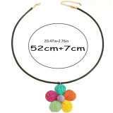 Bohemian Earrings Candy Color Women’s Earrings Raffia Braided Flower Necklace