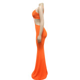 Sexy Knitted Strap Solid Color Dress for Women