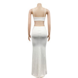 Sexy Knitted Strap Solid Color Dress for Women