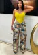 Casual Women's Fashion Trend Jacquard Multi-Pocket Cargo Pants