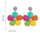 Bohemian Earrings Candy Color Women’s Earrings Raffia Braided Flower Necklace