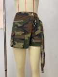 Casual Zipper Camouflage Pocket Shorts for Women