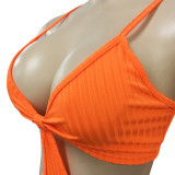 Sexy Knitted Strap Solid Color Dress for Women
