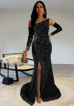 Sexy Slim Luxury Beaded Slit Dress for Women