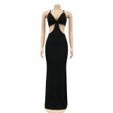 Sexy Knitted Strap Solid Color Dress for Women