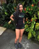 Fashion Sports Style Letter Printed Short-Sleeved Slim Two Piece Shorts Set for Women