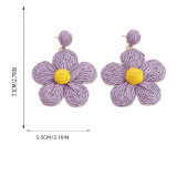 Bohemian Earrings Candy Color Women’s Earrings Raffia Braided Flower Necklace