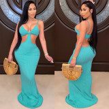Sexy Knitted Strap Solid Color Dress for Women