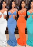 Sexy Knitted Strap Solid Color Dress for Women