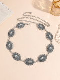 Bohemian Silver Heart Print Belt for Women Metal Accessory