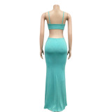 Sexy Knitted Strap Solid Color Dress for Women