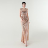 Sexy Low Back Fishtail Sequin Evening Dress