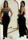 Off-Shoulder Slit Beaded Bodycon Dress for Women