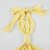 Summer Casual Sexy Knot Halter Neck Vest with Waist Drawstring Shorts Set