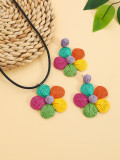Bohemian Earrings Candy Color Women’s Earrings Raffia Braided Flower Necklace