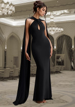 Casual Elegant Ribbon Solid Color Long Dress for Women