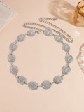 Bohemian Silver Heart Print Belt for Women Metal Accessory