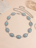 Bohemian Silver Heart Print Belt for Women Metal Accessory