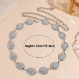 Bohemian Silver Heart Print Belt for Women Metal Accessory