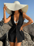 Beach Holiday Sexy See-Through Mesh Lace-Up Sunscreen Cover-Up