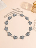 Bohemian Silver Heart Print Belt for Women Metal Accessory