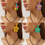 Bohemian Earrings Candy Color Women’s Earrings Raffia Braided Flower Necklace