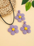 Bohemian Earrings Candy Color Women’s Earrings Raffia Braided Flower Necklace