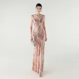 Elegant Deep V Strap Sequin Evening Dress