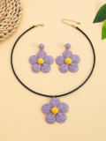 Bohemian Earrings Candy Color Women’s Earrings Raffia Braided Flower Necklace