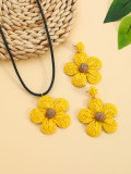 Bohemian Earrings Candy Color Women’s Earrings Raffia Braided Flower Necklace
