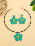 Bohemian Earrings Candy Color Women’s Earrings Raffia Braided Flower Necklace